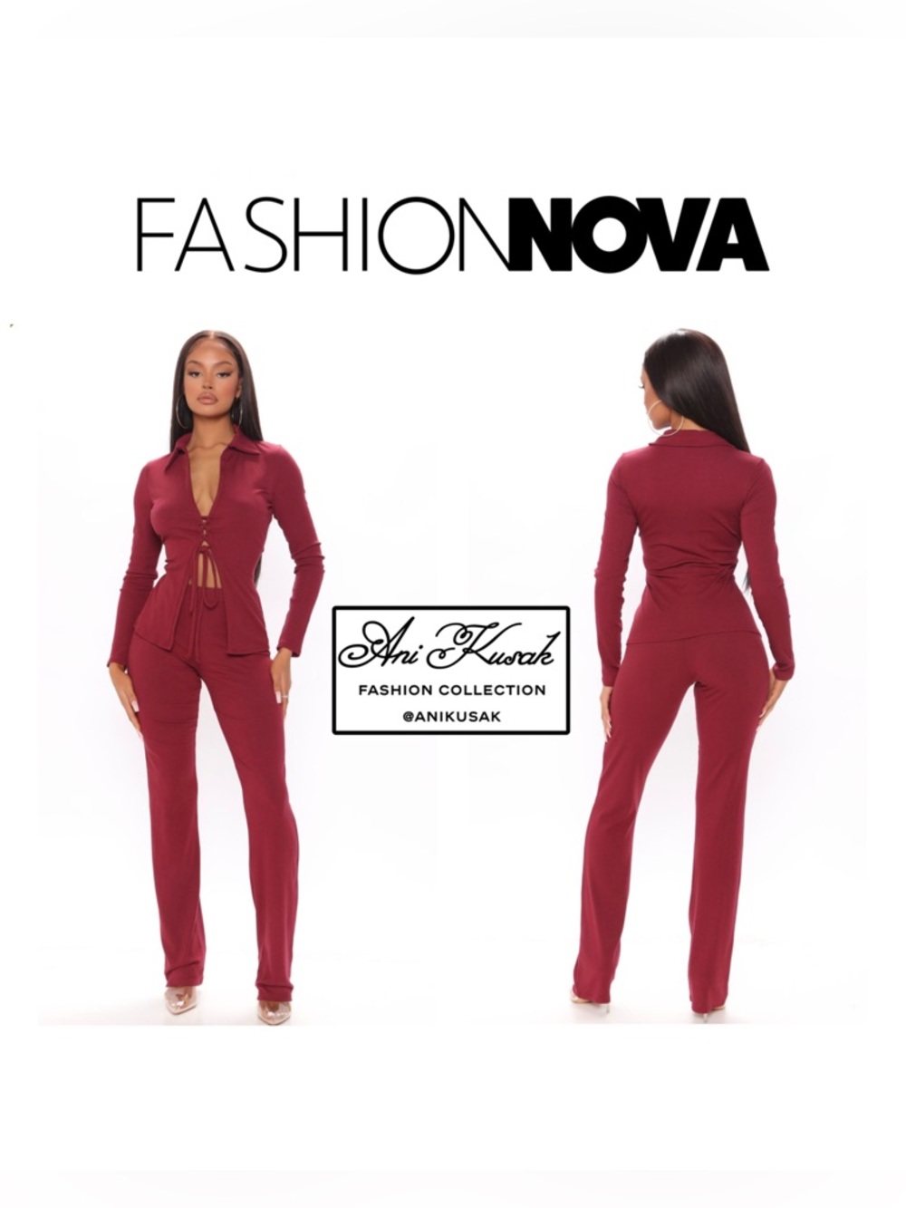 Fashion Nova “Dream Lover” Ribbed Pant Set